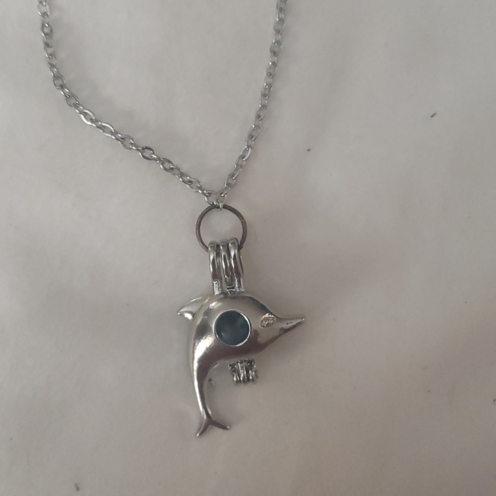 Dolphin anklet with blue interchangeable beads mul